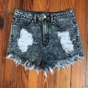 High waisted denim shorts